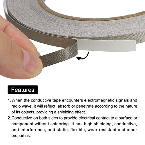 Image of MECCANIXITY Faraday Cloth Tape 0.24 inch W x 82 Feet Single Sided Conductive Cloth Fabric Adhesive Tape Roll for Laptop Cable EMI Shielding