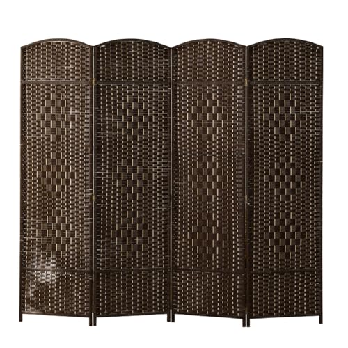 Rattan Raumteiler, komplett montierter faltbarer Sichtschutz mit...