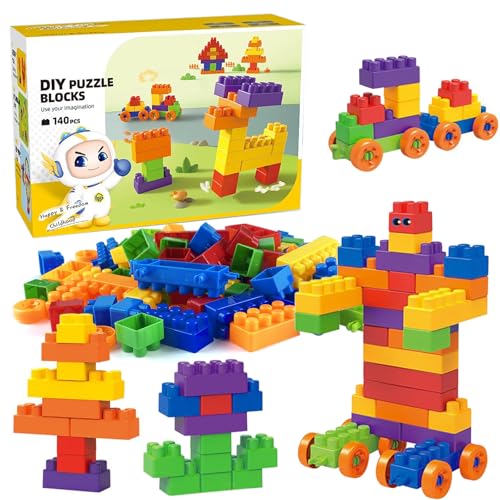 Grandes Bloques de Construcción,Ladrillos Construccion Niños,Mega Blocks,140 Piezas Construccion Niños,Bloques Grandes Construccion Niños para Niños 2 3 4 5 6 Años,Regalos de Cumpleaños Infantiles