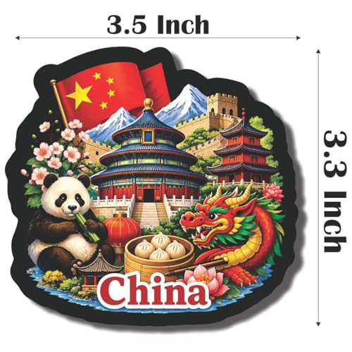 Image of CVANU China Country Landmark Theme 2pcs MDF Fridge Magnet - Wooden Travel Souvenir Refrigerator Decorative Collectible Magnet