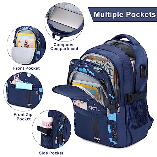 Backpack for Boys - Boy Backpack Schoolbag for Boys Kids Children Teens Girls Elementary Middle School Bags, Waterproof Lightweight Kids Bookbag Backpacks Casual Daypack with Lunch Bag Set3