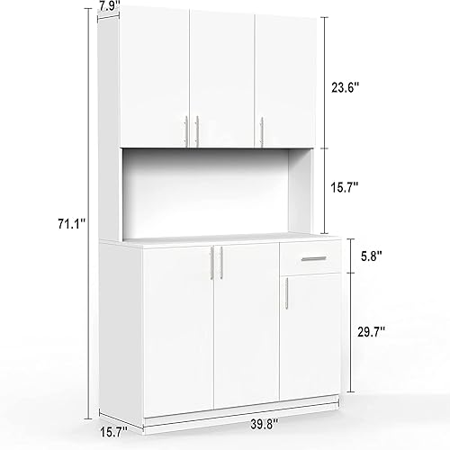 Miniatura 2 de 4 EVER WINNER Gabinete grande de cocina con soporte para microondas Gabinete de almacenamiento con estante para microondas despensa de cocina con