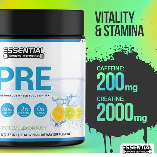 Image of PRE | Pre-Workout with Creatine, Focus Formula, and 200mg Caffeine (40 Servings, Lemon Rush)