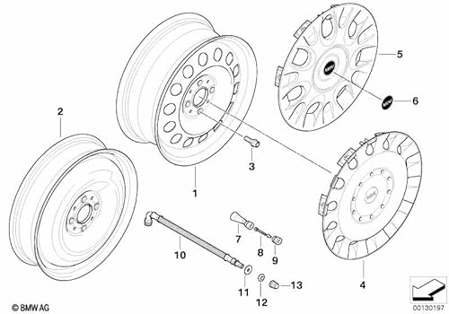 Mini 36136758687 Original-Radnabenabdeckung, selbstklebend, für Leichmetall- und Stahl-Räder