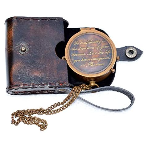 Nautical Compass George Australia Sundial Watch Camping Hiking Solid Brass Compass in Cover