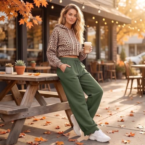 Womens Wide Leg Sweatpants Baggy Scalloped Drawstring Sweatpants Pants - image 3