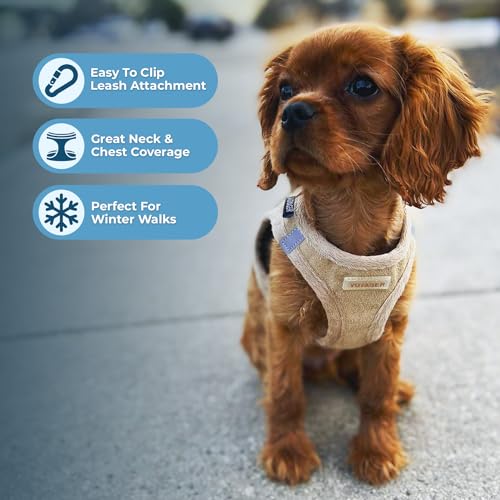 Image of Voyager Step-in Plush Dog Harness - Soft Plush, Step in Vest Harness for Small and Medium Dogs by Best Pet Supplies - Latte Suede (Leash Bundle), XL (Chest: 20.5-23 inch)