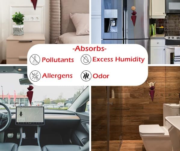 RunBugz Activated Carbon Air Purifier Cone to remove Odor and Moisture from Car | Air Freshener & Mosquito Repellent | 100 Grams Coconut Activated Charcoal (Classic Maroon) (Pack of 2) 1