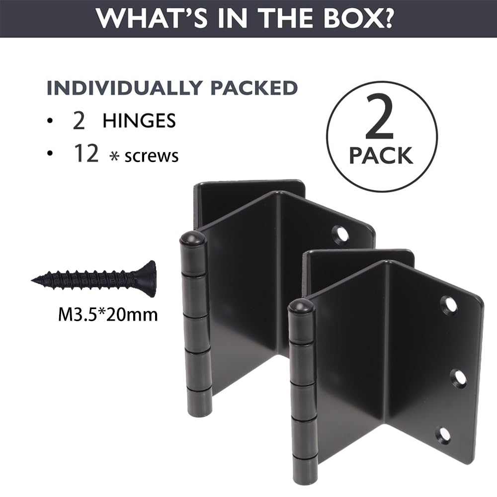 2-Pack Heavy Duty Expandable Door Hinges 3.5 inch Offset Hinges SPCC Black Matte Finish Thickned 1/4'' Radius Corner with 12 Screws, for Doors Interior Swing Out Hinge with Holes Handicap Door Hinge