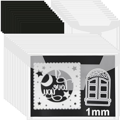 Bolsa de armazenamento de carimbos e moldes com folhas magnéticas de borracha supergrossas de 1 mm, bolso de armazenamento de plástico resselável de 12,7 x 18,8 cm para cortes de molde, estojo de envelope de estêncil para cortar moldes