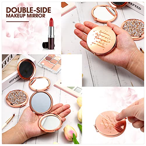 10 Pcs Inspirational Compact Mirror Sometimes You Forget You're Awesome Appreciation Thank You Gifts For Women Employee Coworker Friends Gift Magnifying Pocket Mirror (Rose Gold) #TOP3