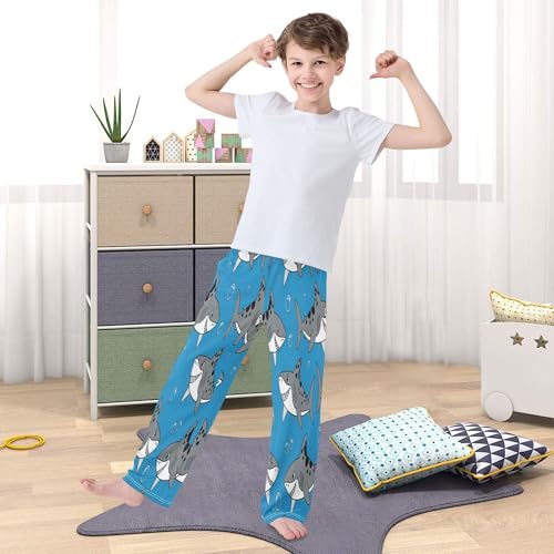 Pajama Pants Long Track Pants Pattern Blue Sweatpants Athletic for 6-14 Years3