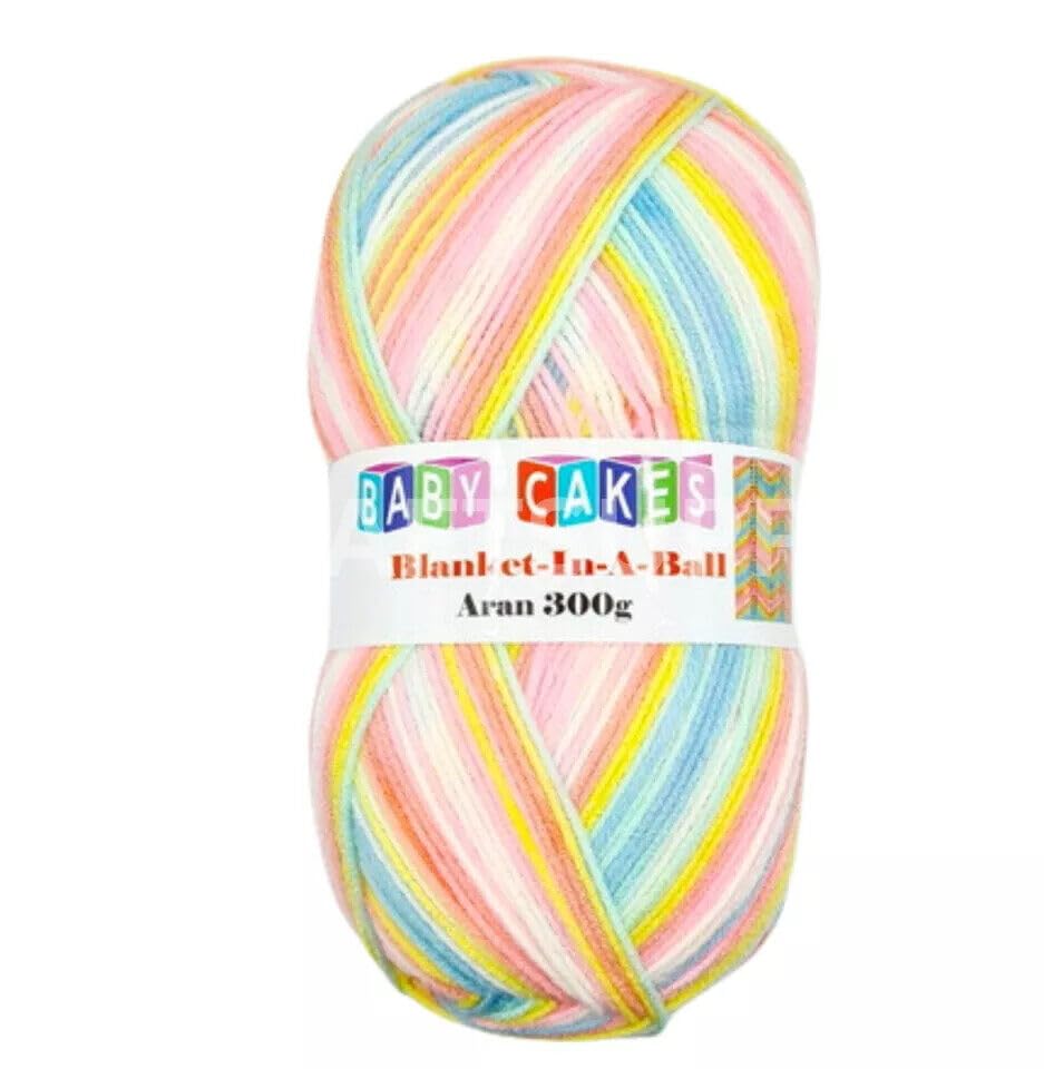 WoolCraft Baby Cakes Blanket in a Ball Aran Knitting & Crochet Yarn, Available in a Selection of Variegated Colours, 100% Acrylic, 636 Metres, 300g Balls, Single Ball, Helter Skelter โ image 1
