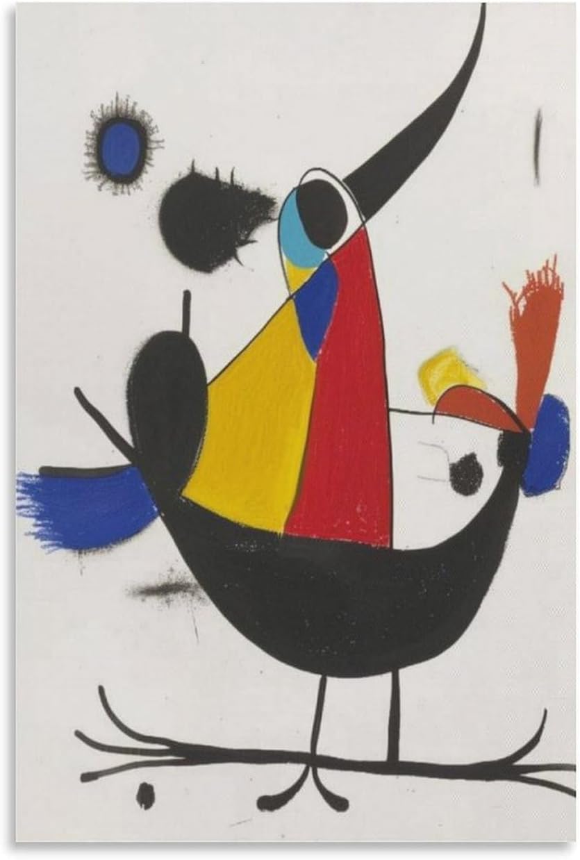 Rikin Liuff Untitled by Joan Miro Poster Abstract Wall Art Joan Miro Prints Moden Canvas Picture Surrealism Painting for Home Wall Decor 40x55cm Frameless