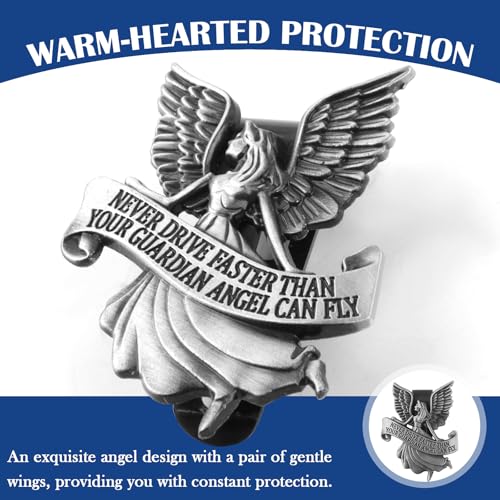 Image of Never Drive Faster Than Your Guardian Angel Can Fly Visor Clip,3D Metal Guardian Angel Visor Clips for Cars,Trendy Guardians Angels for Cars Decors as Gift for New Drivers