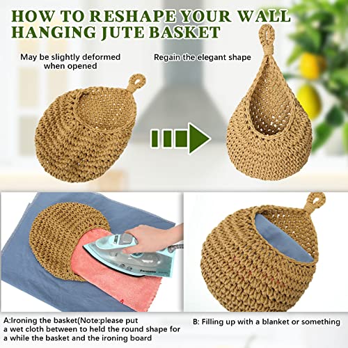 6 Pieces Hanging Basket Teardrop Wall Basket Decor Fruit Woven Bohemian Hanging Plant Holder Wall Planters Hanging Herb Pot For Kitchen Restaurant Storage Home Garlic Vegetable Onion Tomato, 3 Sizes #TOP6