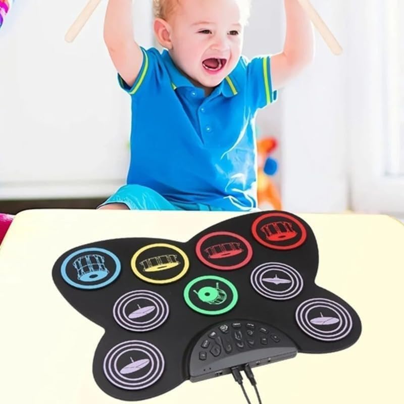Electronic Drum Kit Portable Digital Drum Set Durable Pad Surface Electric Percussion Instrument for Quiet Practice Home Studio Recording Live Performance Rhythm Control Setup