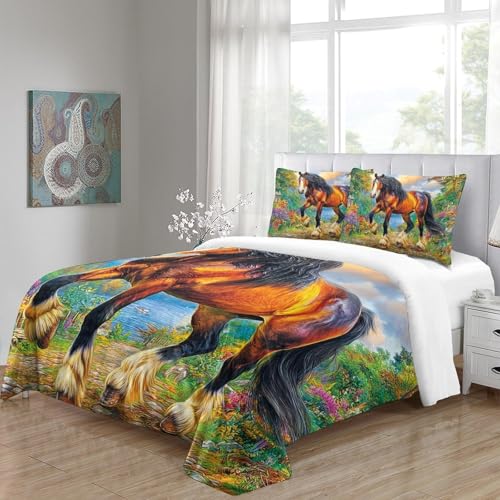 Housse de couette Super King Trakehner en microfibre luxe