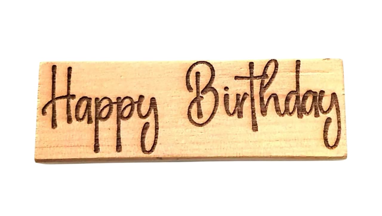 Happy Birthday Swanky Style Font Sentiments Wooden Mount Rubber Stamp - 7cm