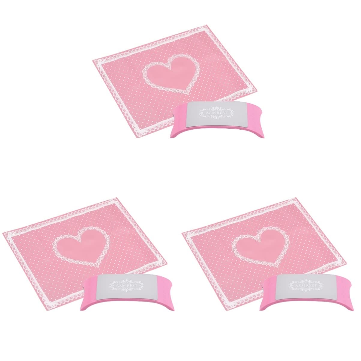 FRCOLOR 3pezzi Cuscino Silicone Per Manicure Tappetino Portatile e Lavabile Per Unghie Strumento Professionale Per Estetiste Art Rosa