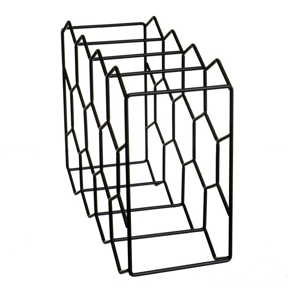 Botellero de vino para 14 botellas metal negro 43x30 cm hexagonal panal