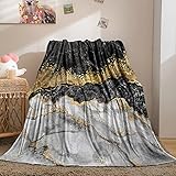 Bedbay Black and Gold Throw Blanket Marble Blanket Flannel Throw Blanket Black Grey Gold Marble...