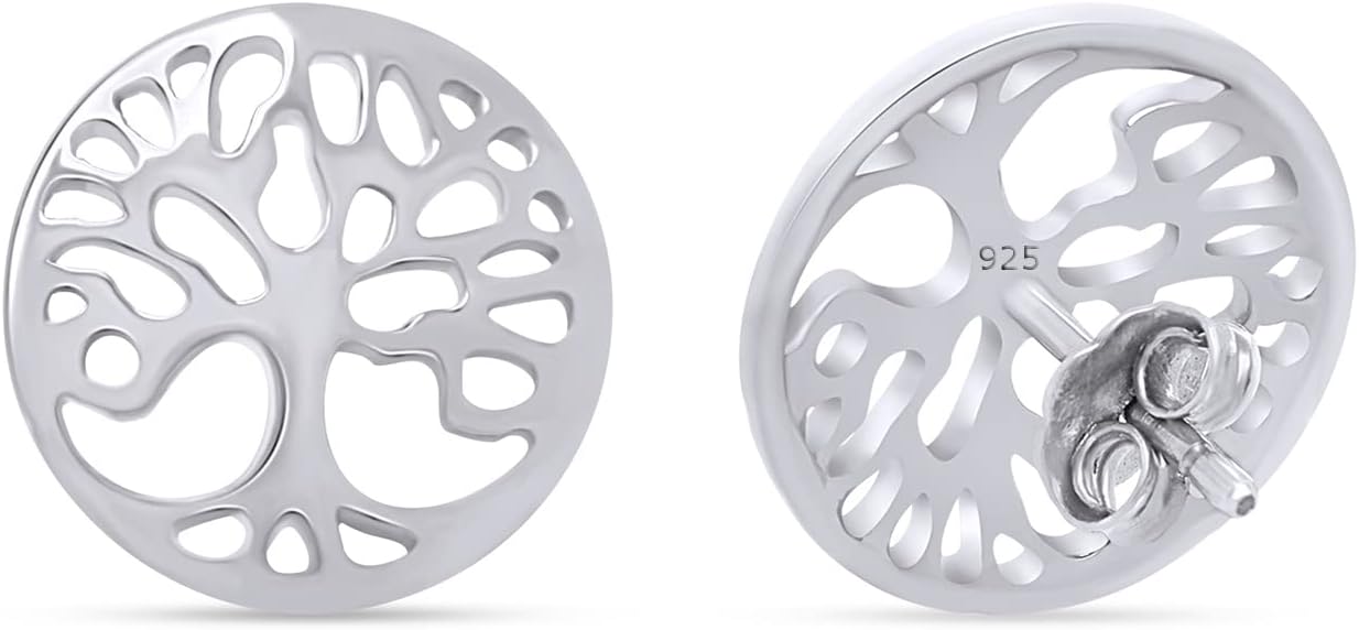 Tree Of Life Stud Earrings In 14k Gold Over Sterling Silver For Women for Women