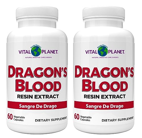 Vital Planet - Dragon's Blood Resin Extract Croton Lechleri Sangre de Drago (Grado) Digestive Supplement Sustainably Sourced from Amazon Rainforest of Peru 500mg 60 Capsules-Pack of 2