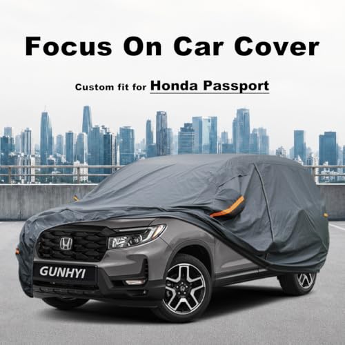 Image of GUNHYI Premium Car Cover Custom Fit Honda Passport, 16 Layers Heavy Duty Car Cover Waterproof All Weather with Zipper Door for Sun Rain Snow Dust Uv Protection
