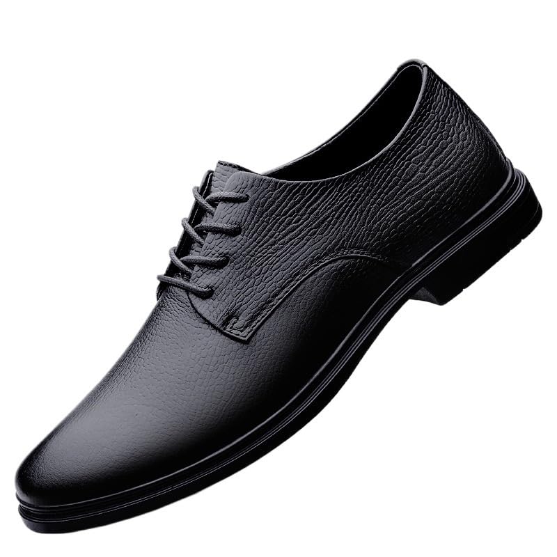 Men Formal Luxury Round Toe Shoes, Men Leather Party Wedding Dress Shoes, Stylish Men Lace-up Bean Shoes, Anti Slip Casual Flats Walking
