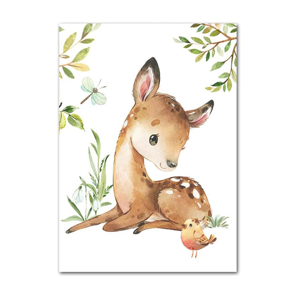 6 Affiches Animaux Jungle Safari pour Chambre Enfant - Décoration Murale Bébé 21x30cm - Poster Forêt Savane - Cadeau pour Garçon Fille