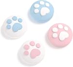 Cat Paw Thumb Grip Joystick Caps Compatible with Switch/OLED/Lite, Cute Silicone Joystick Cover Replacement Thumb Grip Covers for Switch Controller Accessories 4 Pack (Black)