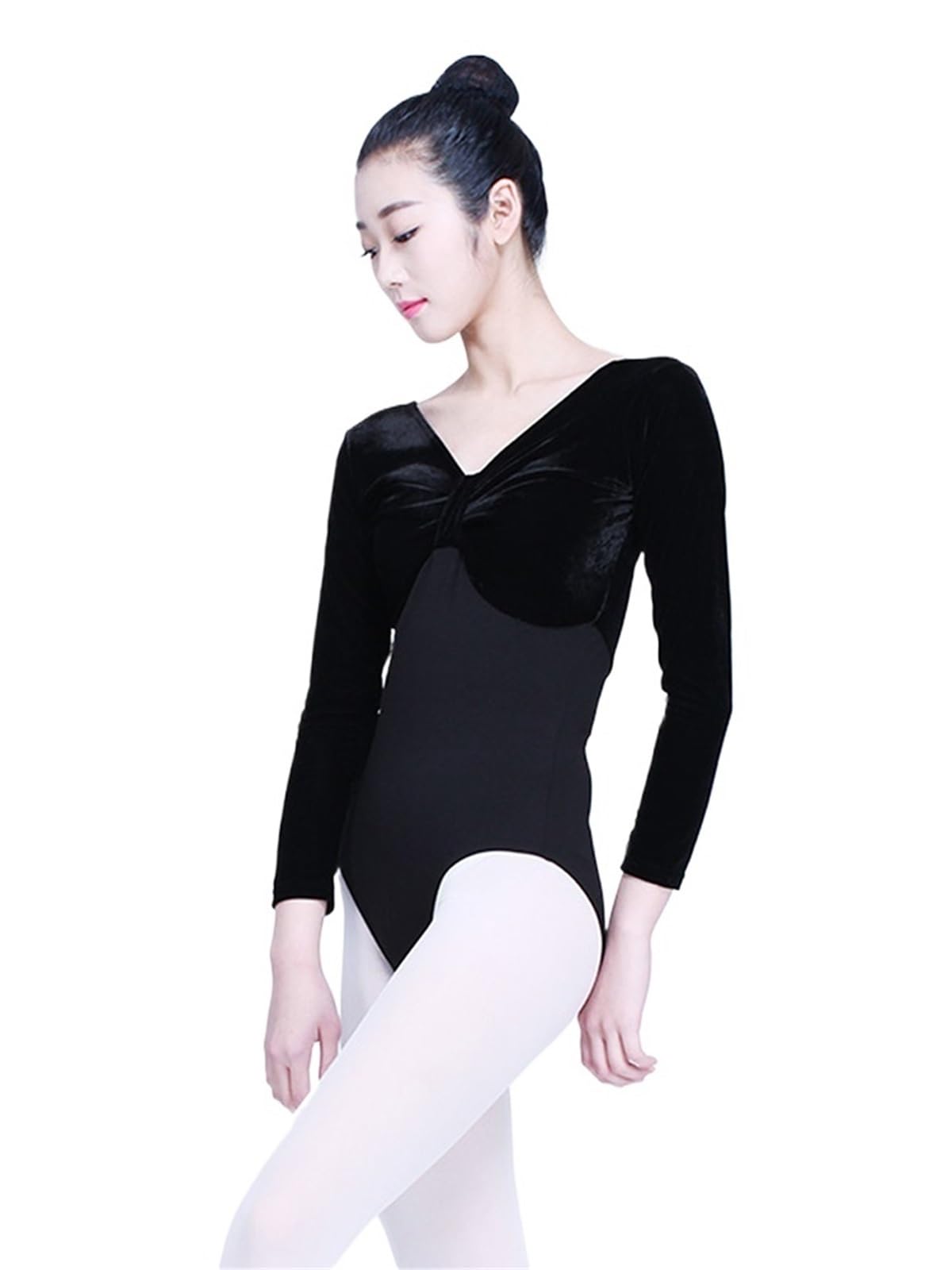 Mallot De Ballet Mujer Maillot de ballet for mujer, invierno, algodón y terciopelo empalmado, ropa baile for adultos, mallas entrenamiento, mono yoga gimnasia