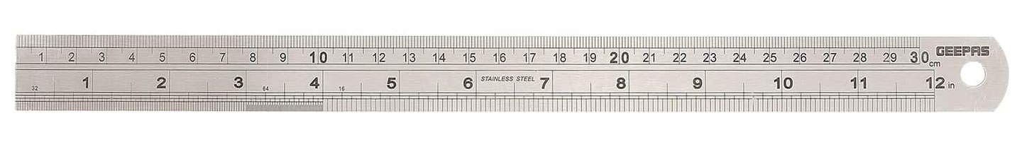 Toolzone 300mm (12") Stainless Steel Rule In Wallet