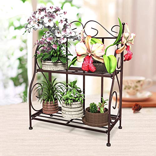 Bathroom Countertop Organizer, F-color 2 Tier Foldable Kitchen Spice Rack Counter Storage Shelf Organizer, Bronze