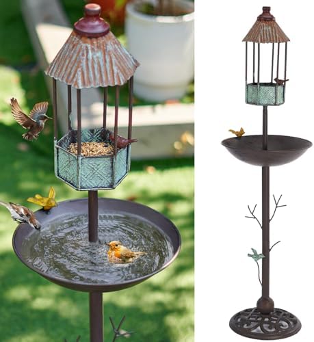 Bird Bath Feeder, Heavy-Duty Metal Birdbaths For Outdoors