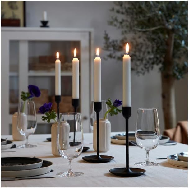 Calm & Bright White Candle Set – 20 Chandelier Candles + 24 Tealights – Unscented Home Décor Bundle for Relaxation, Dinner, Gift