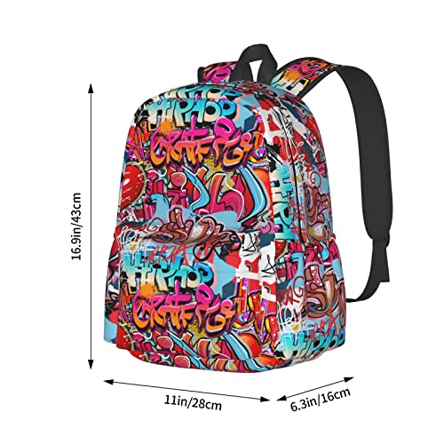 Muxxirt MUXXIRT-BAG Daily Backpack Graffiti Wall, Hip Hop Art Backpacks Travel Laptop Daypack 17 Inch Bags thumb #5