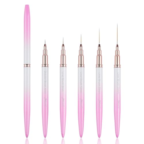 Miniatura 10 de Herramientas de pintura con bolígrafo de diseño de uñas, manicura y salón profesional (rosa y blanco)