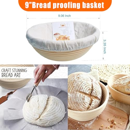 5QT Gusseisen Dutch Oven (Sauerteig-Starter-Set mit Gärkörbchen, Brotritzmesser & Deckel – ideal zum Brot Backen) (Familien-Kochen, Braten, Schmoren & BBQ)