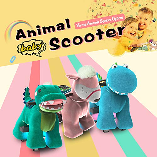 HOVER HEART Rechargeable 6V/7A Plush Animal Ride On Toy with Bottom LED Light for Kids (3~7 Years Old) with Safety Belt (Alpaca Llama)