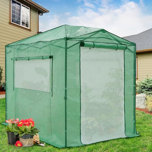 Image of EAGLE PEAK 8x6 Easy Setup Pop Up Greenhouse, Clear /Green /Mesh