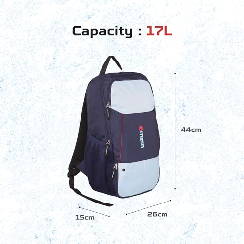 Image of Citizen Ultimate Gym Bag 17L - Quick Access Pocket, Separate Shoe Compartment, Bottle Holder, Reflective Strips for Safety, Adjustable Shoulder Strap, Lightweight-Men & Women-Navy Blue Firozi