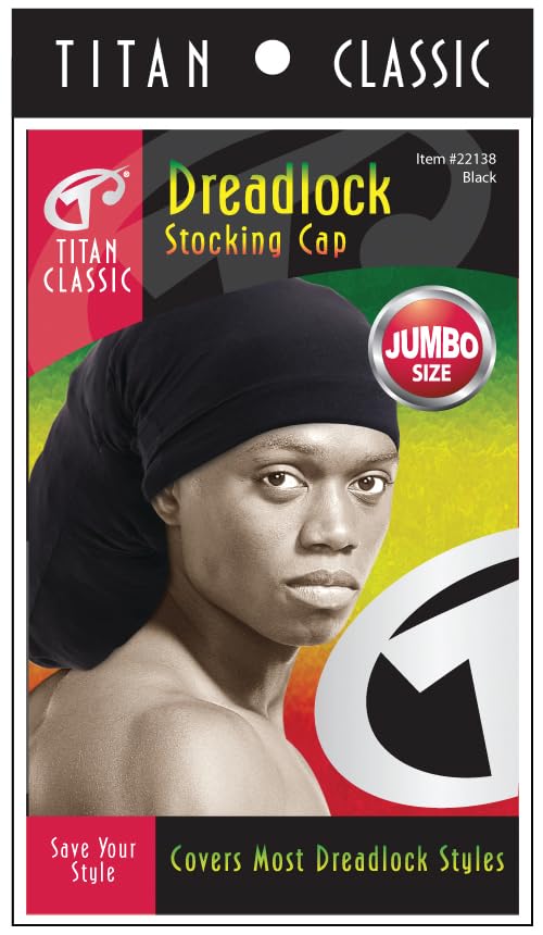 Titan Super Jumbo Black Dreadlock Stocking Cap - 1PC Shower Cap, Bonnet for Sleeping, Skull Caps - Premium Quality Hair Cover for Men and Women, Comfortable Fit, Durable and Stylish Design
