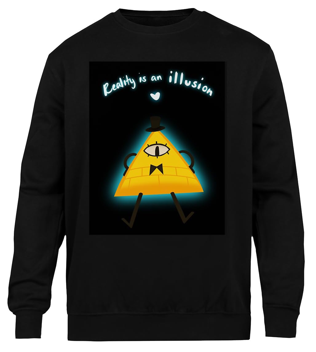 Bill Cipher Gravity Falls Unisex Czarny Sweter Ekologiczny Unisex Black Sweatshirt Eco-Friendly Crewneck