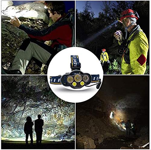 VNIUBI Lampe Frontale,Super Brillante Lampe à 6 Del de 8000 Lumens,Rechargeable USB Imperméable réglable pour Le Camping, la Pêche, la Cave, Le Jogging et la Randonnée - Image 8