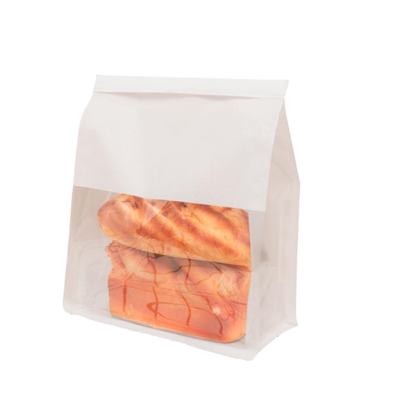 100pcs Kraft Paper Toast Bags With Wire Tie For Bread Slices Croissants Buns Baking Packaging for Bread(White,22x28x11cm)