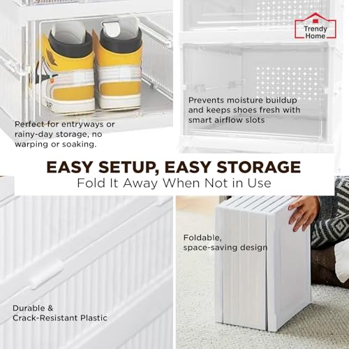 Image of Senego by Trendy Home Shoe Rack (12-Layer) Foldable Sneakers Box, Collapsible Storage Organizer for Shoe, Slippers and Books, Storage Rack for Living Room, Multipurpose Cabinet Organizer (White)