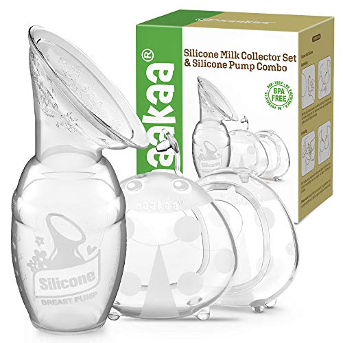 Image of haakaa Manual Breast Pump and Ladybug Milk Collectors Combo for Breastfeeding Moms to Collect Breast Milk| Pumping and Nursing| Portable Breastmilk Savers(pump-4oz/100ml,1pk; Shells-2.5oz/75ml,2pk)