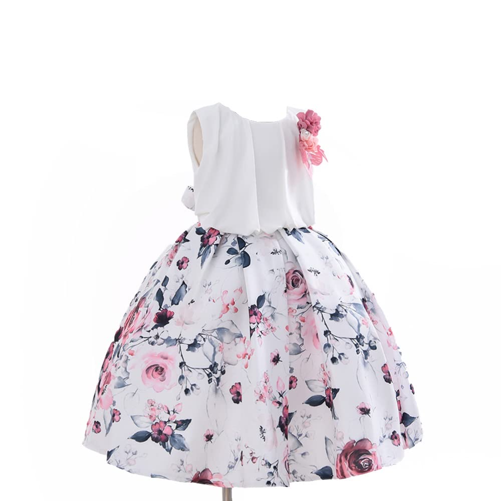 Cosplay Life Elegant Flower Dress for Girls Young Adult Fashion Bow Flower Waistline Kids Party Festival Ages 5-9 Years Old (Pink, 7yrs) — view 15